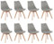 EGGREE 8er Set Esszimmerstühle mit Massivholz Buche Bein SGS Geprüfter, Skandinavisch Design Gepolsterter Stuhl Küchenstuhl Holz, Grau