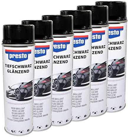 PRESTO_bundle Felgenspray Schwarz glanz Felgenschwarz Rallye Spray Lackspray Presto 428948 6 X 500 ml