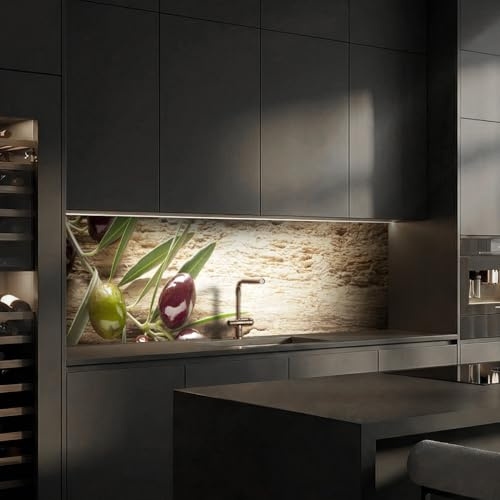 Dedeco Küchenrückwand Motiv: Obst & Gemüse V5, 3mm Aluminium Alu-Platten als Spritzschutz Küchenwand Verbundplatte wasserfest, inkl. UV-Lack glänzend, alle Untergründe, 260 x 60 cm