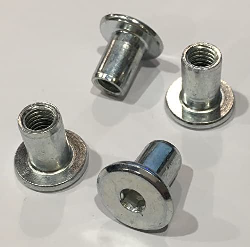 Abrafix 4 x 6mm Furniture Hex Sleeve Nuts - Bed Bolt Fittings Silver Colour