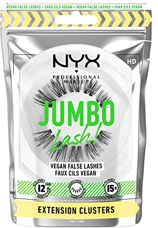 NYX Professional Makeup Falsche Wimpern, Langlebig, 12 Stunden Tragezeit, Unsichtbare Bänder, Bis zu 15-mal wiederverwendbar, Vegane Wimpern, Jumbo Lash!, Extension Clusters