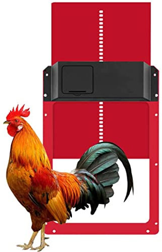 Hrwxear Porte De Poulailler Automatique,Automatic Chicken Coop Door,with Light Sensing Étanche D'ouverture du Soir Et du Matin,pour Poulets Poules Canards Etc,Rouge