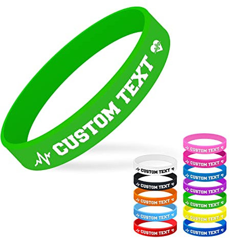 SXLONG Personalisierte motivationsarmbänder Silikon, Benutzerdefinierte Gravierte Silikonarmbänder mit Text, Gummiarmbänder Elastisch Fitness Laufen Sport für Veranstaltungen, Geschenke, Party