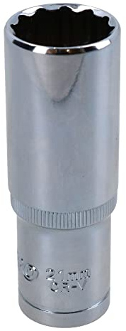 21mm 1/2in Drive Double Deep Long Reach Metric Socket 12 Point Sided Bi-hex