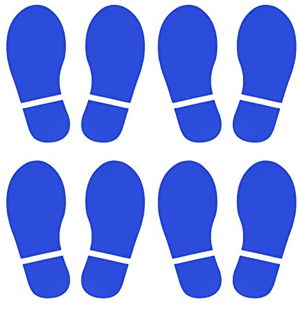 PATIKIL 150x63mm Fußabdruck Aufkleber Blau, 4 Paare PVC Bodenmarkierung Fußabdrücke Aufkleber Böden Wand Decke Treppen Klassenzimmer Stadion Einkaufszentrum U-Bahnen Bushaltestelle