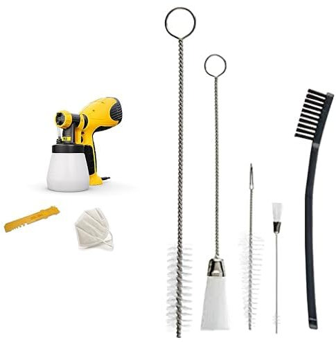 WAGNER Pistolet à Peinture W 100 Wood&Metal Sprayer pour Vernis et lasures, 5 m²-12 Min, réservoir de 800 ML, 280 W & kit de Nettoyage 5 pièces pour systèmes de Peinture par pulvérisation WAGNER