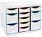 Exacompta 313913D Ablagebox Harlekin aus Recycling-Kunststoff mit 11 individuell platzierbaren Schubladen. Schubladenbox im Querformat für mehr Ordnung. Store Box Multi Blauer Engel weiß|bunt