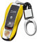 KUNIO Coque de clé Compatible avec Porsche 718 911 Carrera 918 Spyder Boxster 981 Cayenne 92A Cayman 981 pour Macan pour Panamera 970 Coque ABS Porte-clés de Voiture Jaune