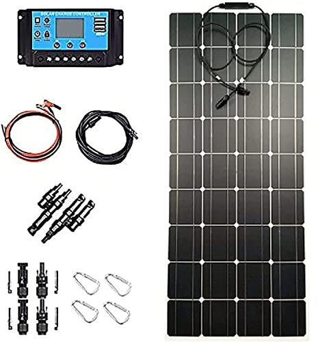 300w 600w 1200w Panel Solar Flexible 18V Módulo Solar Fotovoltaico Monocristalino Ultra Ligero Impermeable Cargador Solar para Autocaravana, Techo, Caravana, Barco y Superficies Desparejas,1x300W