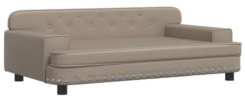 vidaXL Lit pour Chien, Canapé pour Animaux de Compagnie avec Cadre en Bois, Panier pour Chiots Maison Intérieur, Cappuccino 90x53x30 cm Similicuir