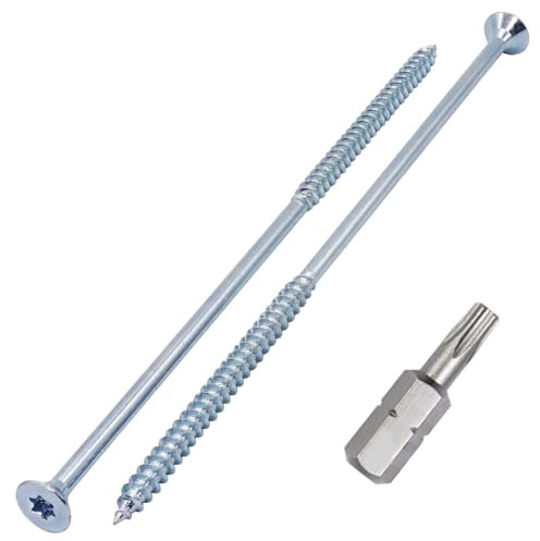 SKIR'CO (60 Pièces) Vis à Bois en Acier Zingué 6,0 x 180 mm, Tête Fraisée Torx, pour Panneaux d'Aggloméré, Filetage Partiel