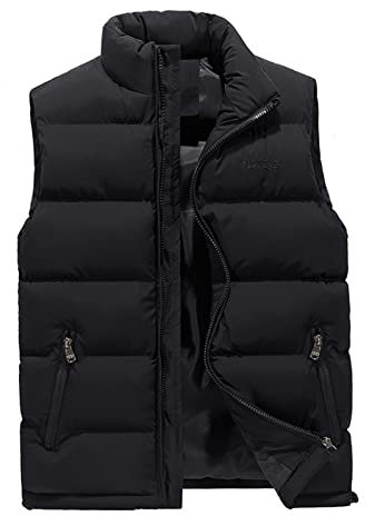 Generisch Weste Herren Outdoor, Warme Mit Reißverschluss Taschen Fahrradweste Biker Yelek Erkek Daunen Leicht Trachtenweste Blau Outdoor Sport Westen Ärmellos Sommer (5XL, Black)
