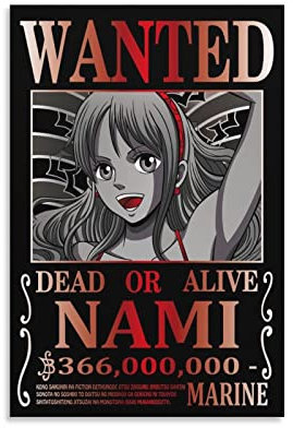Anime One Piece Wanted Poster Nami 1 Poster Coole Kunstwerke Malerei Wandkunst Leinwanddrucke Hängende Bild Poster 60 x 90 cm