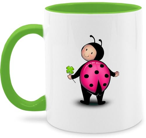 Tasse Tassen 325ml - & - Marienkäfer - Kindergarten Fasching Karneval Kinder - 325 ml - Hellgrün - karnevalstasse fasching- kita faschingstasse carnevale käfer fasnetbecher karnevals marienkaefer