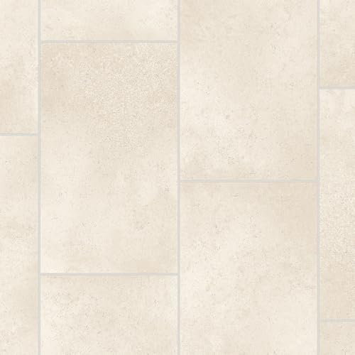 VINYL FLOORING UK Beige Stone Effect Anti-Slip Vinyl Flooring forLivingRoom, Hallways, Kitchen, 2.8mm Thick Cushion Backed Vinyl Sheet, Waterproof Lino Flooring-2m(6'6) X 2m(6'6)-4m²