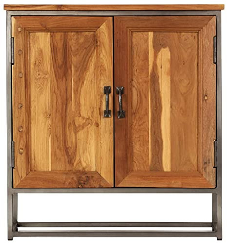 KTHLBRH Wohnzimmerschrank Esszimmerschrank Anrichte Sideboard Recyceltes Teak und Stahl 65 x 30 x 70 cm für Wohnzimmer, Küche, Esszimmer