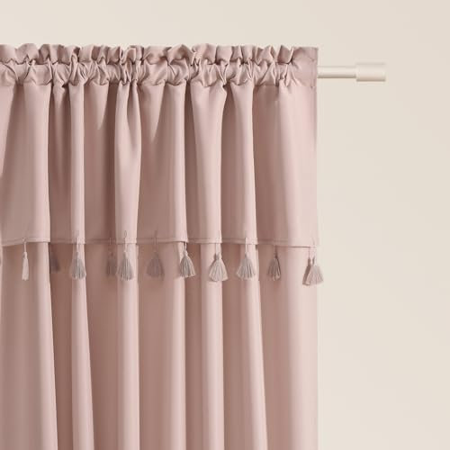 ROOM99 Astoria - Tenda con nastro arricciato, 140 x 280 cm, larghezza x altezza, semitrasparente, decorazione moderna, per soggiorno, camera da letto, rosa cipria, 1 pezzo