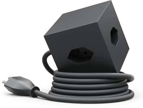 AVOLT Steckdosenleiste - der weltweit erste Designer-Mehrfachsteckdose mit magnetischer Befestigung - Verlängerungskabel mit 3 steckdosenwürfel und 2 USB (USB-C CH 1.8m, Stockholm Black)