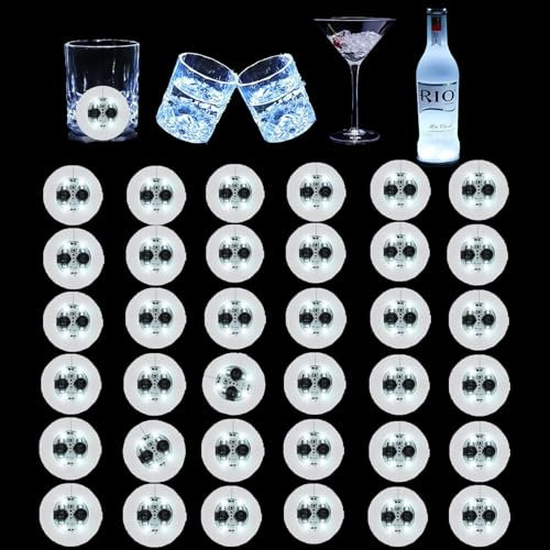 LED Coaster,36 Pack Light Up Drink Coasters,led Coaster Lights for Bottles,Flash Cup Coaster Flashing Shots Light (White)
