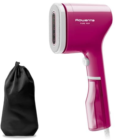 Rowenta Pure Pop, Ferro da Stiro Verticale Portatile a Vapore, Utile per Stirare e Igienizzare i Tuoi Capi, con Sistema Reversibile Levapelucchi, Riscaldamento Rapido, Potenza 1300W,Colore Pink,DR2023