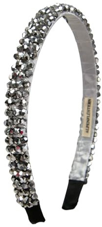 Alpenflüstern Trachten-Haarreif Glitzerperlen schmal - Damen Haarschmuck, Haarband rutschfest fürs Dirndl (grau) ADV150