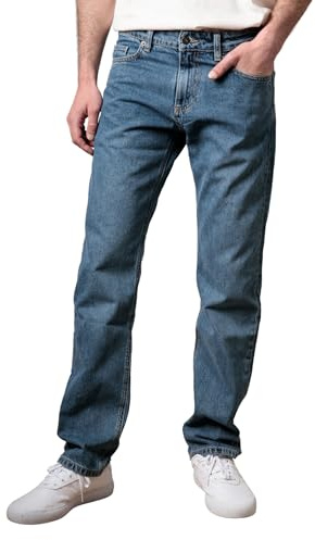TORLAND Herren Straight Fit Jeans aus 100% Bio Baumwolle normal geschnitten mit Mittelhohem Bund Medium Waist, Mid Indigo, 34W / 32L