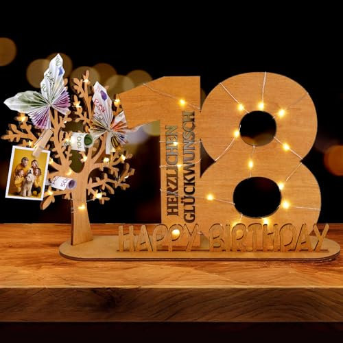 WAREHOUSE Originelle Geburtstag Geschenk Frauen & Männer - Geldgeschenke Geburtstag mit Holz Schild Gästebuch Geburtstag Deko Geburtstagszahlen Holz Schild Gäste (18)