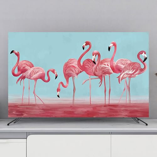 Hixingo Cubierta Antipolvo para TV Universal Funda para Televisor Elástico Protector para Smart TV, Estampados-Modernos Cubierta de Televisión Pantalla de Funda 32-80 (70(161x96cm),Flamenco)