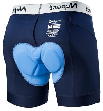 Nepest Radlerhose Herren Gepolstert 4D Fahrradunterhose Kurz Gel Cycling Shorts Men Atmungsaktiv Dunkelblau/Weiß,L