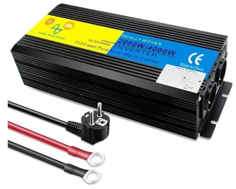 Onduleur Transformateur Chargeur Onduleur UPS 4000W Convertisseur Onde Sinusoïdale DC 12V 24V À AC 220V Système D'alimentation Sans Interruption Onduleur Charge Batterie Convertisseur Tension(12V 2000