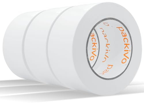 packivo Panzertape weiß- 3 Rollen 50m x 50mm Gewebeband Duct Tape extra ultra stark breit weiss white Klebeband wasserdicht Panzerband Gewebeklebeband für Innen und Außen