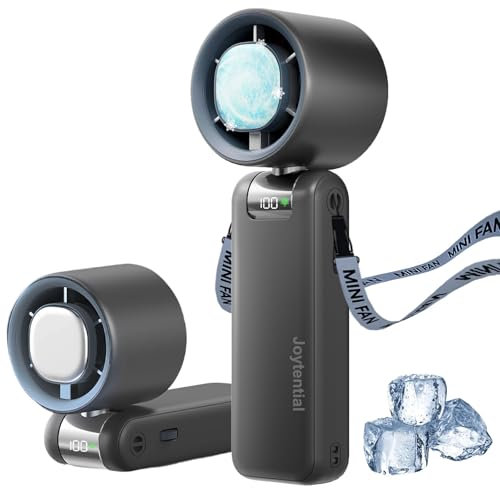 Joytential Portable Handheld Fan, Turbo Hand Fan with 1-100 Speed Adjustable USB Rechargeable, Powerful Instant TEC Cooling Personal Fan for Travel, Outdoor, Camping (Dark Grey)