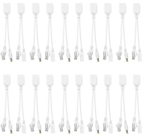 10 Pair IP Camera POE RJ45 Cable Power Over Ethernet Adapter Injector + Splitter DC 12 V