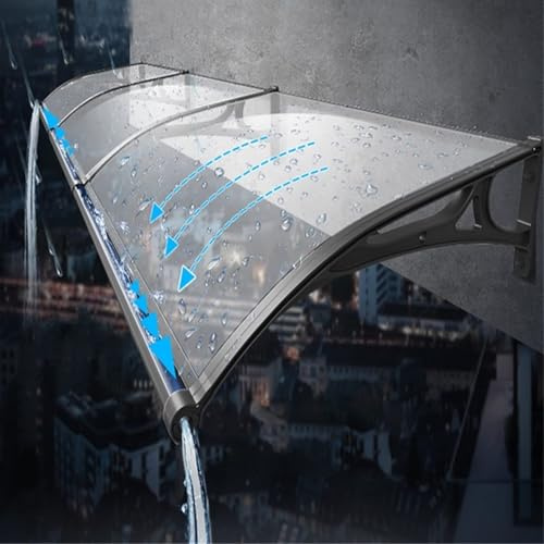 WDFYM Marquise de Porte d’Entrée Moderne,Auvent de Porte et Fenêtres,Qualité 100% Marquise de Porte d'Entrée en Polycarbonate，Contre la Pluie et UV,Marquise de Porte Avant-Toit(60x420cm/24 x165)