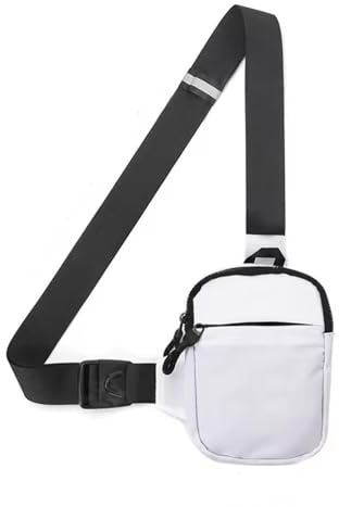 Gexgune wasserdichte Brust-Umhängetasche für Männer und Frauen – Handyhalterung mit Zwei Taschen zum Laufen, Gürteltasche mit Schnellverschluss für Fitnessstudio, Radfahren, Reisen, Wandern (White)
