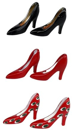 Elnwnnkc 3 Paar Realistische High Heel Kollektion Aus Metall Maßstab 1:12 Verzierung Winzige Schuhe Für Puppenzimmerdekorationen Puppenstuben Möbelzubehör High