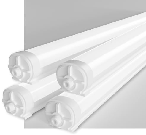 RUISUN 4er-Set LED Feuchtraumleuchte 150cm 45W, IP65 Wasserdicht, 6000K Tageslichtweiß, 5620lm, Verknüpfbar, Deckenleuchte für Garage, Werkstatt, Keller, Bad und Büro