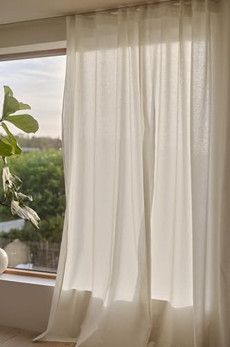 Jotex Milly Linen-Mix Extra Breit 280cm Multifunktionsgardine – Hochwertige Halbtransparente Leinen und Baumwolle Vorhang (1er Pack) - Naturweiß, 280 x 250cm