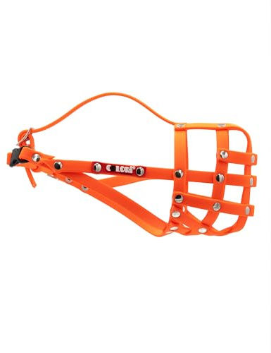 COLORI®-Maulkorb für kleine & mittlere Hunde, Größe 5, ORANGE-NEON - Natürliches Hecheln & Trinken, sanfter Tragekomfort, schützt beim Schnüffeln/Stöbern, erschwert die Aufnahme unerwünschter Dinge