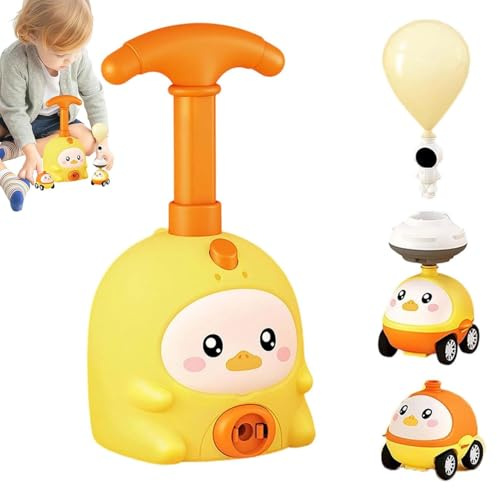 Balloon Launcher Toy Set,Animal Air-Powered Balloon Car Toy,Balloon Powered Car Launcher Toy with 2 Cars,Kids Air Inertial Balloon Pump Cars,Racer Vehicle Toy Gift for Boys Girls Ages 3-8 (Yellow)