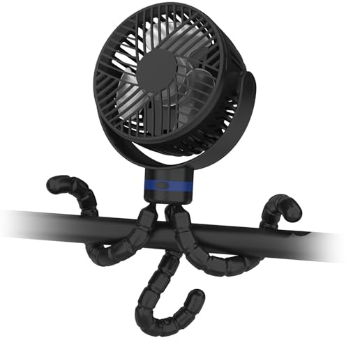 ITSHINY Ventilador Carrito Bebe, 8000 mAh Ventilador Portatil, Ventilador Coche, Ventilador de Escritorio, Ventilador de Mano 4 Velocidades para Cuna, Bicicleta, Cinta de Correr