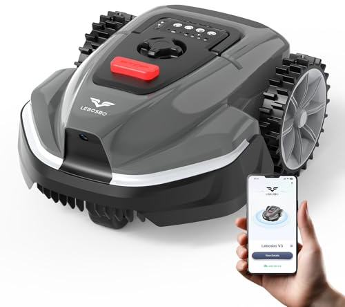LEBOSBO V3 robot tagliaerba, con navigazione visiva, rilevamento di 150+ ostacoli, controllo tramite app, 50 dB, con modalità spirale e sensore pioggia, robot rasaerba per giardini piccoli e medi