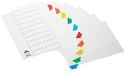 Initiative A4 File Dividers - 10 Part Coloured Index Filing Tabs 160gsm
