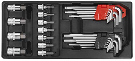 Sealey Tbt07 Tool Tray with Hex/Ball-End Hex Keys and Socket Bit Set 29Pc
