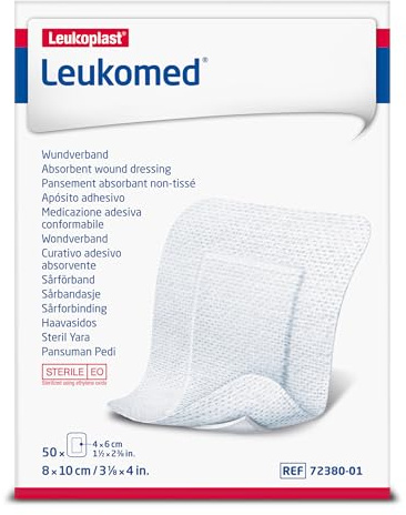 BSN medical Leukomed Sterile Pflaster, Weiß, 8x10 cm, 50 stück, Pack of 50