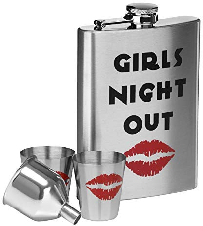 Premier Housewares Girls Night Out Hip Flask Set, 8 oz - Stainless Steel