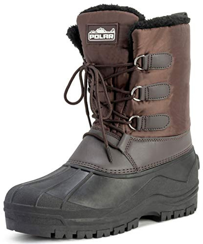 Polar Mens Muck Lace Up Short Nylon Winter Snow Rain Lace Up Waterproof Duck Boots