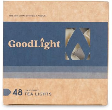 GoodLight Unscented Tea Lights Candles, 48 Paraffin-Free Tealight Candles