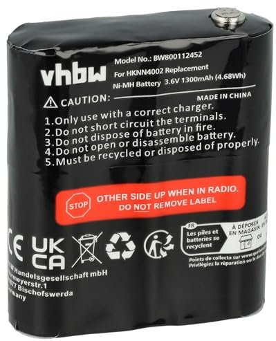 vhbw Batterie Compatible avec Motorola Talkabout FV500, T4800, T4900, T5000, T5022, T5025, T5100, T5200, T5300 Radio Talkie-walkie (1300mAh, NiMH)