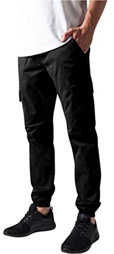 Urban Classics Herren Washed Cargo Twill Jogging Pants Hose, Schwarz (Black 7), 32 EU
